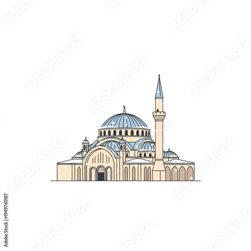 Kocatepe Mosque Line Art Design vector illustration