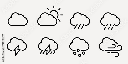 Minimalist weather icon set vector