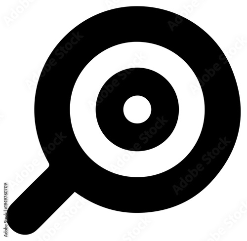Black filled icon of disk forensics evidence symbol magnifying glass shape white background forensic investigation concept