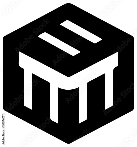 Solid black filled icon of docker security container with white symbol