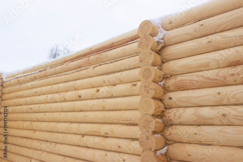 Calibrated log, log walls, pine log, fresh wood