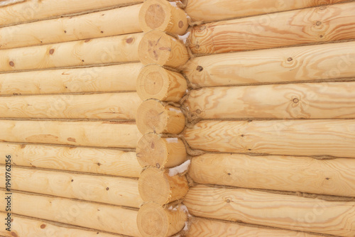 Calibrated log, log walls, pine log, fresh wood