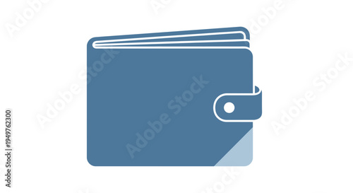 Blue Leather Wallet Icon, Flat Design, Money Storage, Financial Management Concept