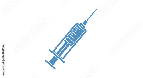 Blue Syringe Icon on White Background