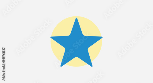 Blue Star Icon on Yellow Circle Background, Simple Graphic Design