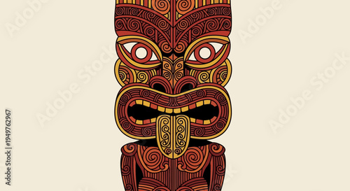Maori Tiki Mask - Traditional Polynesian Tribal Art.