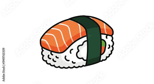 Salmon Nigiri Sushi Illustration - Japanese Food Art