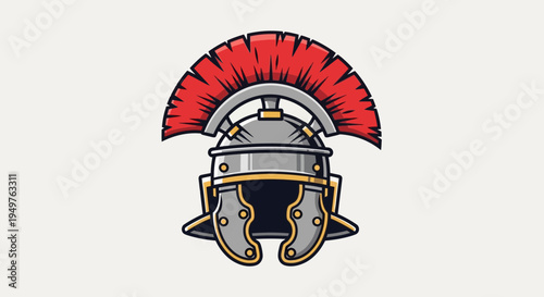 Canvastavla Roman Soldier Helmet with Red Plume - Ancient Warrior Headwear
