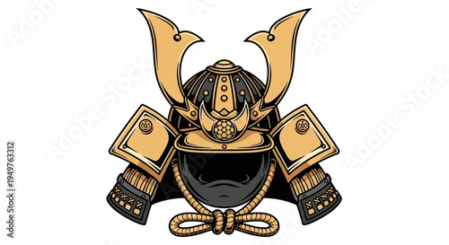 Samurai Helmet Kabuto Emblem, Japanese Warrior Armor Icon, Bushido Symbol