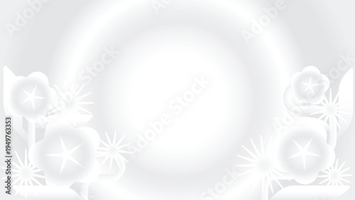 Elegant floral white glow background vector, desktop wallpaper