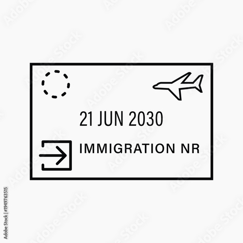 Minimalist travel immigration stamp design vector