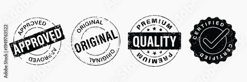 Authentic quality assurance stamps vector element set