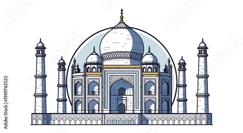 Taj Mahal Monument, India Landmark, Islamic Architecture, White Marble Mausoleum