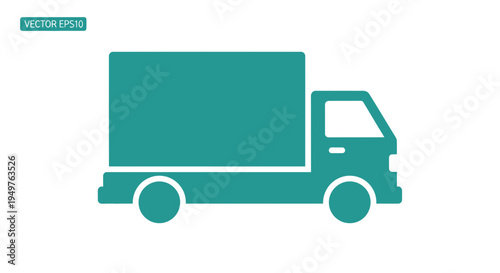 Teal Delivery Truck Icon - Shipping Logistics and Transportation Vector