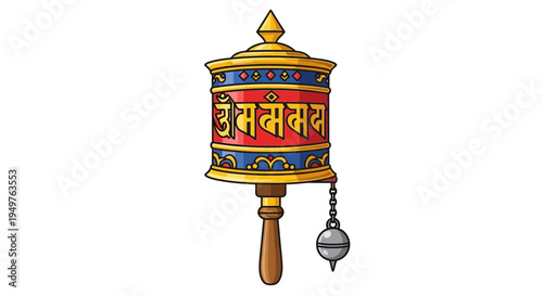 Tibetan Prayer Wheel with Om Mani Padme Hum Mantra