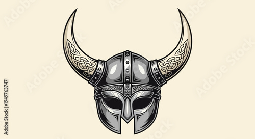 Viking Horned Helmet Illustration