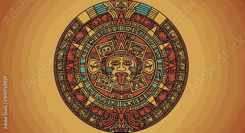 Aztec Sun Stone Calendar - Ancient Mesoamerican Symbol