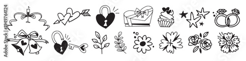 Romantic icons for special occasions vector element set