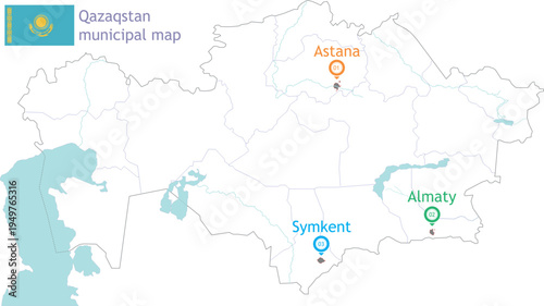 map of municipalities of Kazakhstanv
