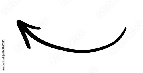 手書きの左向き矢印　黒