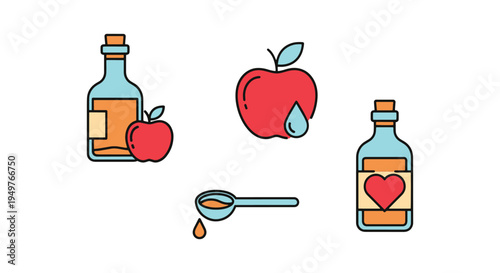 Apple Cider Vinegar Line art soft pastel abstract color vector