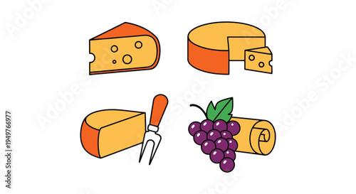 Artisan Cheese Line art vector modern vibrant abstract color illustration