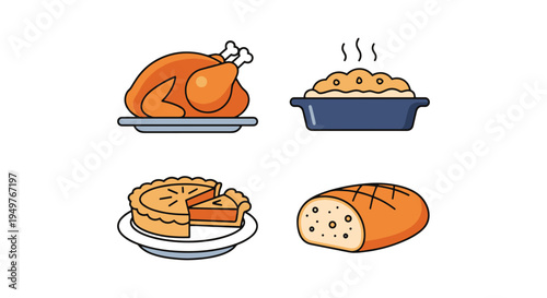 Baked Dishes Line art vector clean colorful abstract