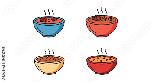 Beef Stew Bowl Line art vector clean abstract colorful