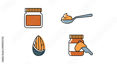 Almond Butter Line art vector colorful digital abstract