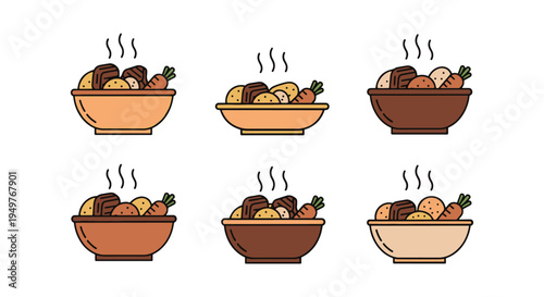Beef Stew Bowl Line art vector clean artistic abstract illustration