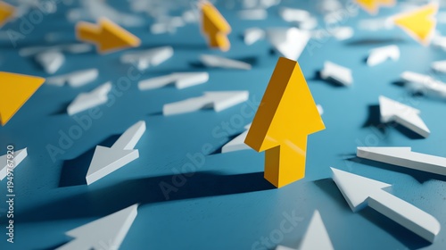 Direction arrows pointing uphill signifying growth.