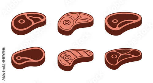 Beef Steak Line art vector colorful modern abstract design illustration