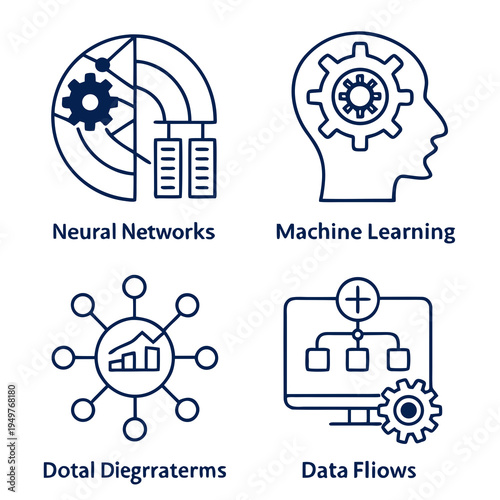 Blue for neural networks machine learning and data analysis artificial intelligence technology