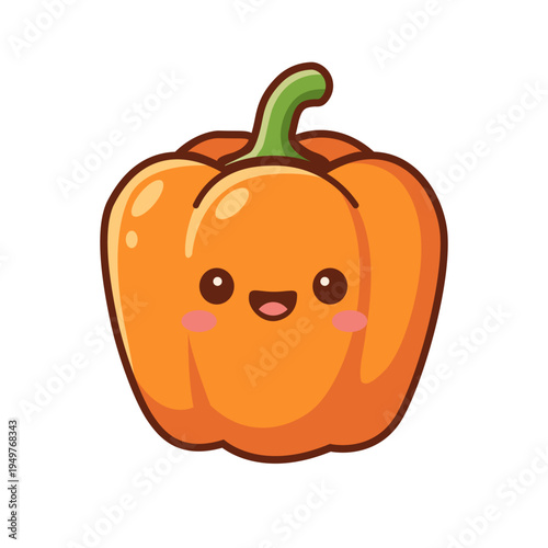 Cute Orange Bell Pepper Mascot