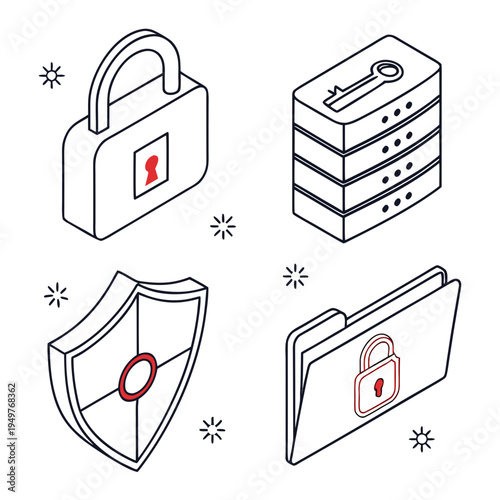 Security including locks, shields, and folders briefcase