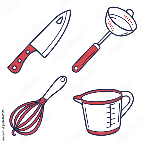 Kitchen utensils and tools for cooking and baking
