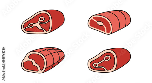 Beef Tenderloin Line art clean fresh abstract illustration