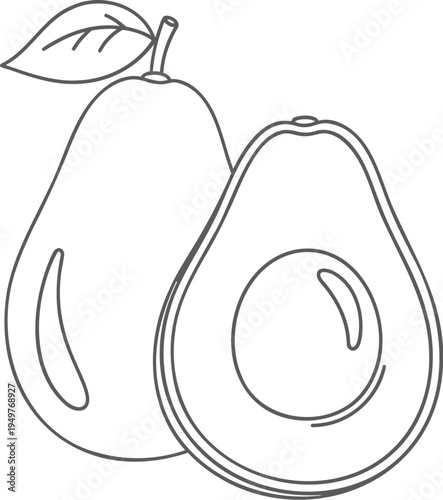Vector illustration of avocado and pear with leaf