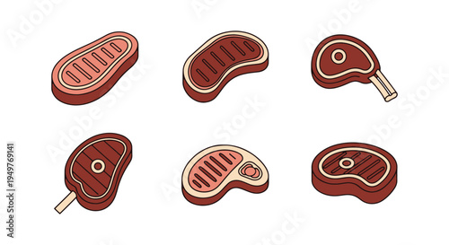 BBQ Pork Chops Line art vector soft elegant abstract illustration