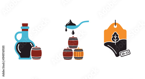 Balsamic Vinegar Aged Line art clean artistic abstract illustration