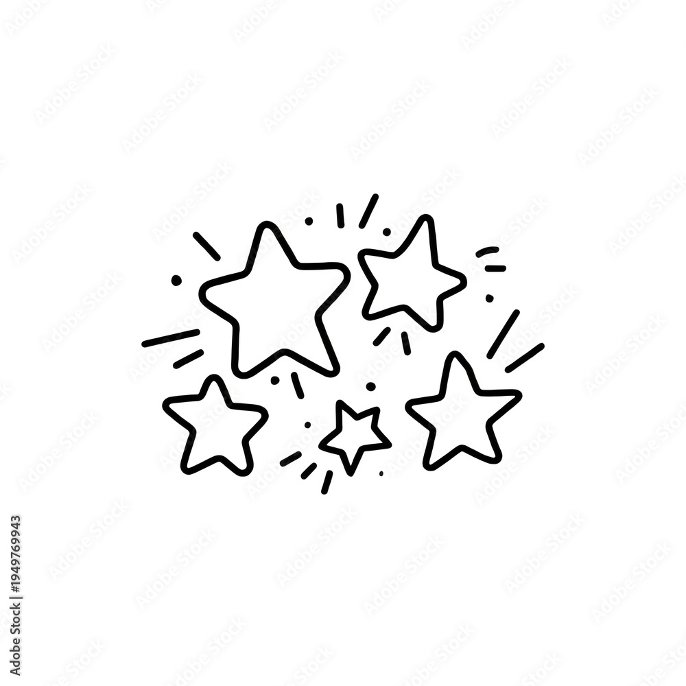 Obraz premium Cute Sparkle Star Doodle Set