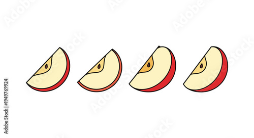 Apple Wedge Line art vector modern pastel tone abstract artwork