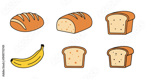 Banana Bread Line art vector colorful digital abstract