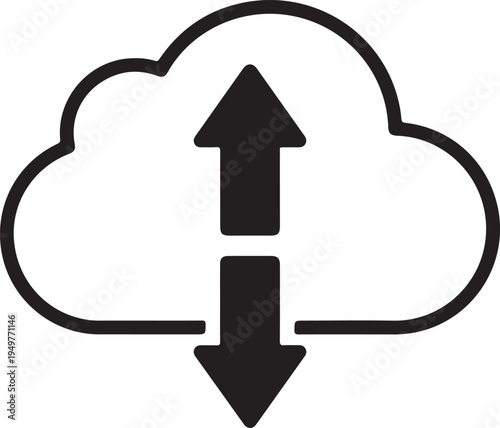 Cloud Upload Download Icon – Data Sync, Cloud Storage Transfer Symbol