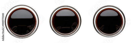 Fotografía Set of soy sauce in small ceramic bowls top view isolated on transparent png bac