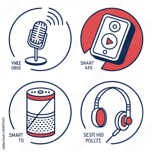 Audio and music with labels microphone smartphone smart speaker