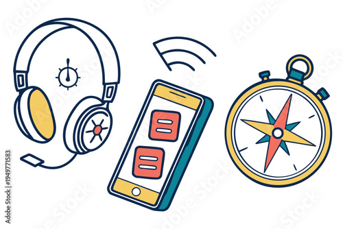 Of headphones and navigation compass smartphone wireless