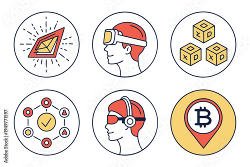 Cryptocurrency and blockchain bitcoin virtual reality headset