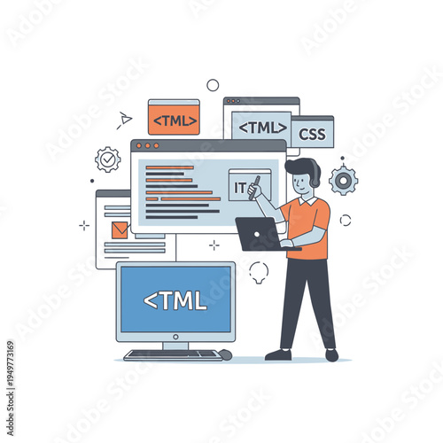Web Development Cartoon Concept vector illustration