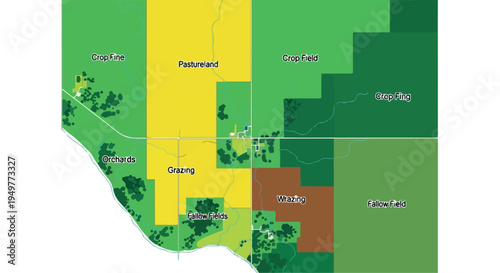 Abstract Green and Yellow Land Use Map Illustration